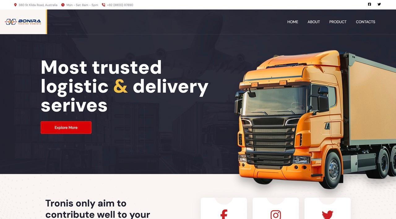Bonira – Logistic & Delivery Services Landing Page